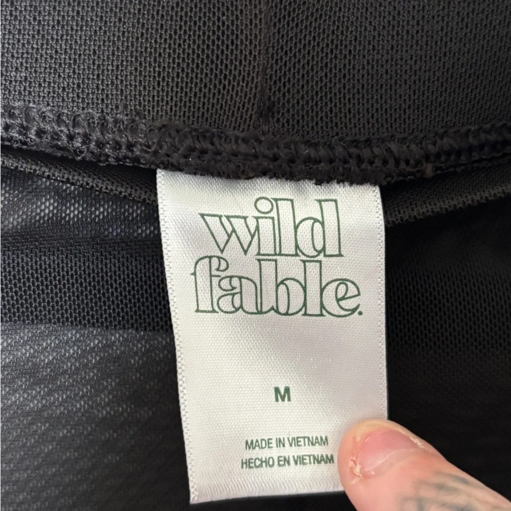 wild fable Black Mesh Flared Wide Legged Pants - Picture 2 of 2